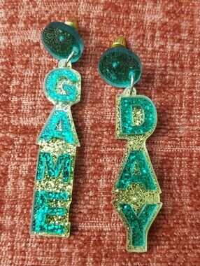 **SALE** GAMEDAY Green & Gold Earrings